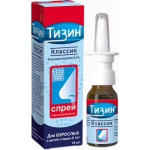 Тизин Классик спрей назальный от насморка 0.1%, флакон 10 мл