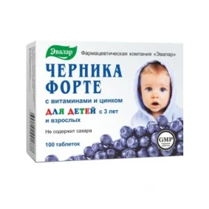 Чорниця форте Вітаміни/цинк таблетки 250мг Евалар №100