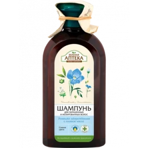 Green Pharmacy - Шампунь для фарбованого та освітленого волосся «Ромашка та лляна олія», 350 мл