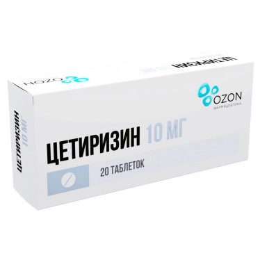 Цетиризин таблетки покрытые пленочной оболочкой 10 мг 20 шт. Озон
